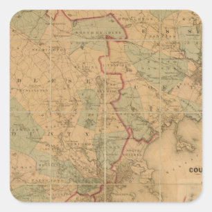 Karte von Boston 2 Quadratischer Aufkleber