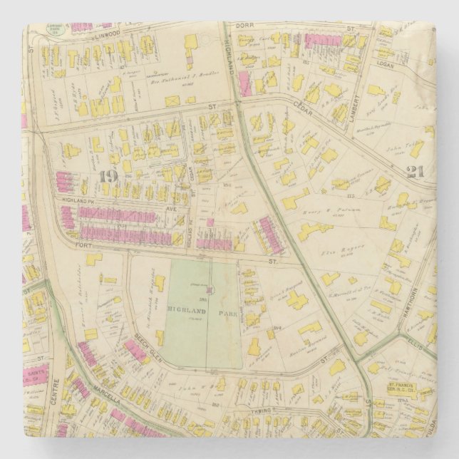 Karte von Boston 7 Steinuntersetzer (Vorderseite)