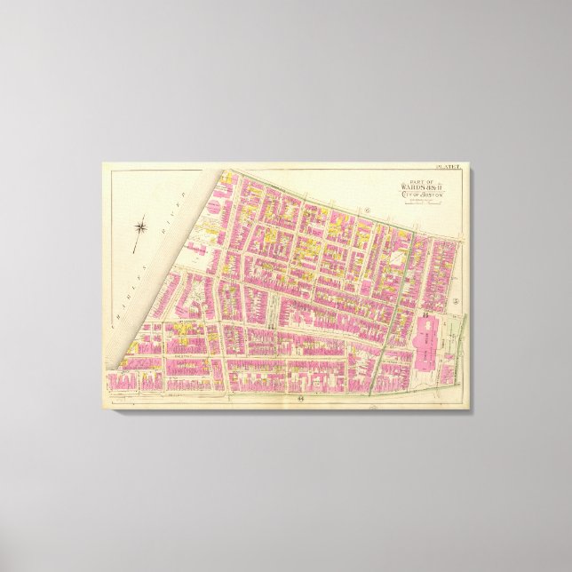 Karte von Boston Leinwanddruck (Vorderseite)