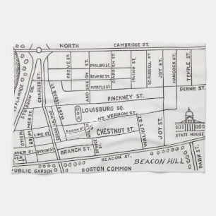 Karte von Bostons Beacon Hill  Geschirrtuch