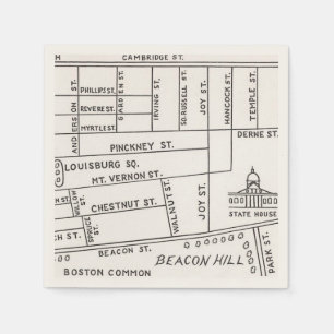 Karte von Bostons Beacon Hill Serviette