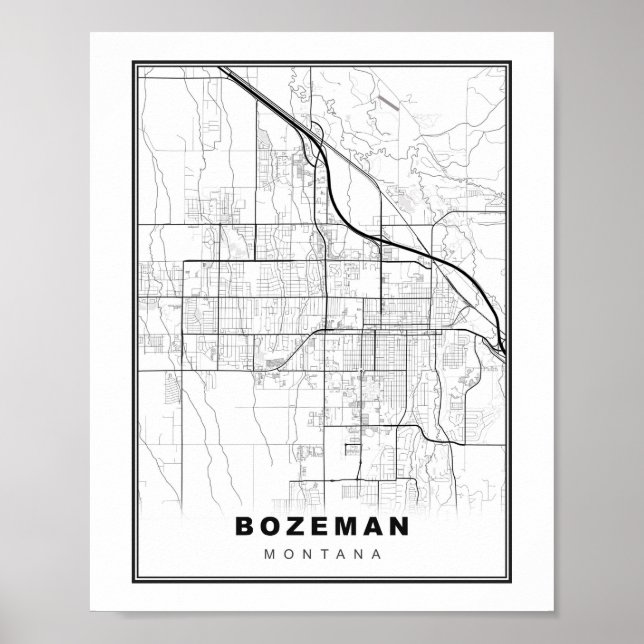 Karte von Bozeman Poster (Vorne)