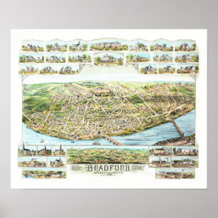 Karte von Bradford Massachusetts im Jahre 1892 Poster