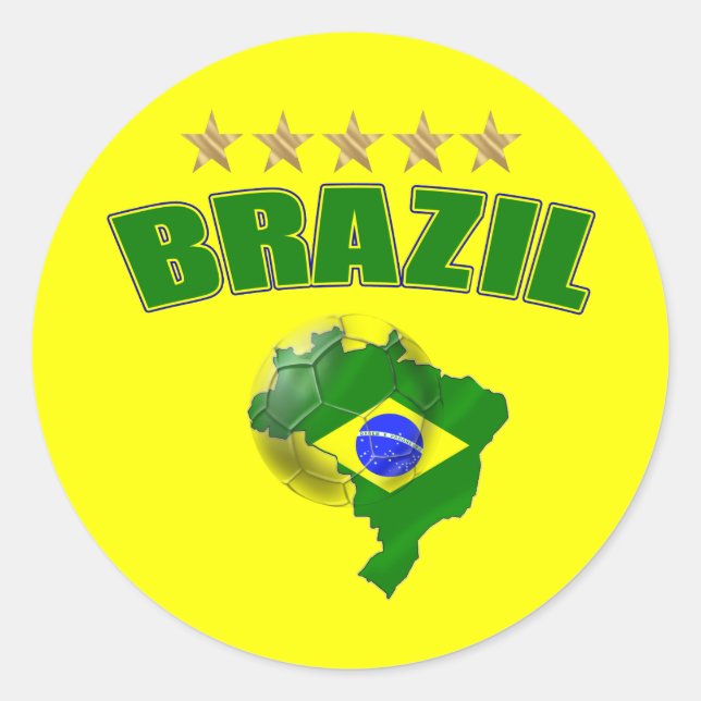 Karte von Brasilien Fußball Ball Brasilien Brasili Runder Aufkleber (Vorderseite)