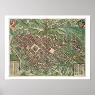 Karte von Bratislava, von 'Civitates Orbis Terraru Poster