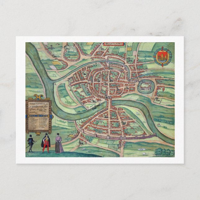 Karte von Bristol, von "Civitates Orbis Terrarum"  (Vorderseite)