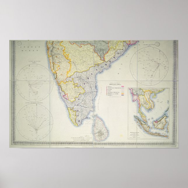 Karte von British Southern India, 1872 Poster (Vorne)
