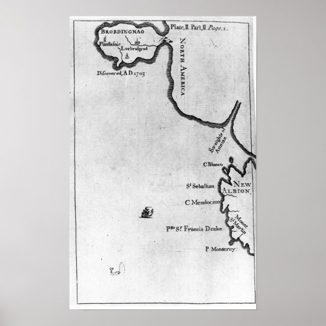 Karte von Brobdingnag Poster (Vorne)