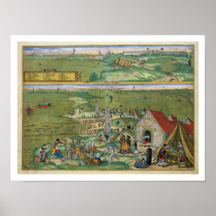 Karte von Cadiz, von "Civitates Orbis Terrarum" vo Poster