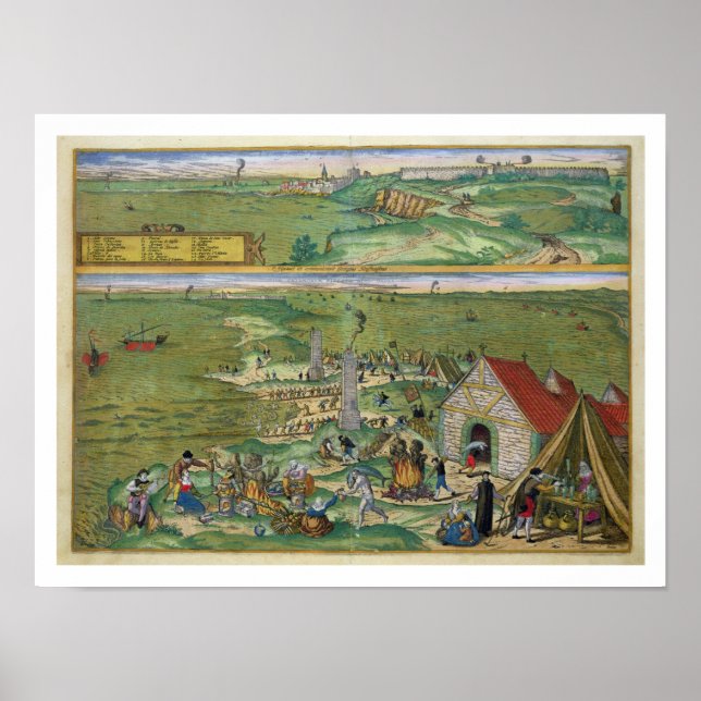 Karte von Cadiz, von "Civitates Orbis Terrarum" vo Poster (Vorne)