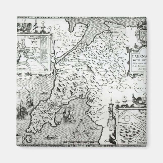 Karte von Caernarvon, 1616 Magnet (Vorne)