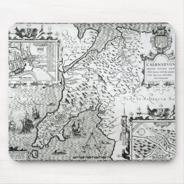 Karte von Caernarvon, 1616 Mousepad (Vorne)