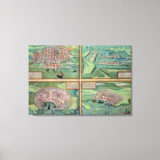 Karte von Calais, Malta, Rhodos und Famagusta Leinwanddruck (Vorderseite)