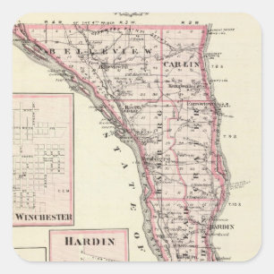 Karte von Calhoun County, Winchester Quadratischer Aufkleber