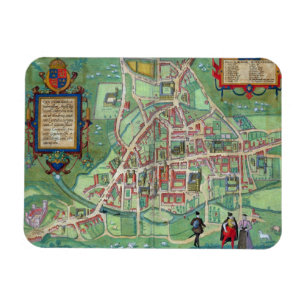 Karte von Cambridge, von 'Civitates Orbis Terrarum Magnet