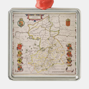 Karte von Cambridgeshire, erschienenes Amsterdam Silbernes Ornament