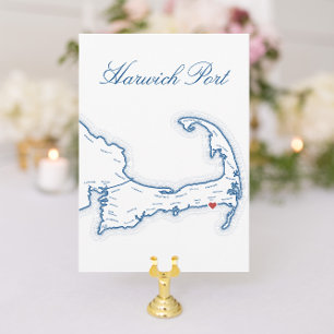 Karte von Cape Cod Harwich Port Tisch Namenskarte 