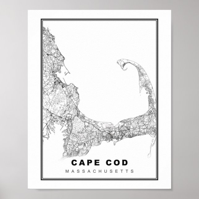 Karte von Cape Cod Poster (Vorne)