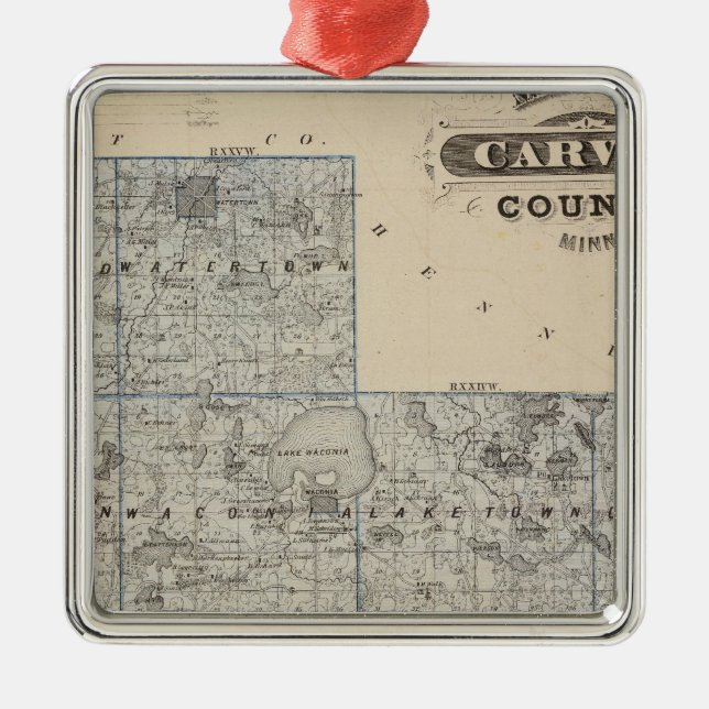 Karte von Carver County, Minnesota Ornament Aus Metall (Vorne)