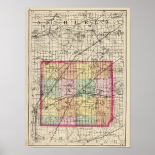 Karte von Cass County, Michigan Poster