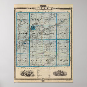 Karte von Cass County, Staat von Iowa Poster