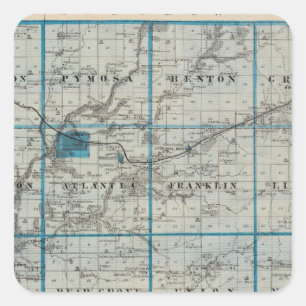 Karte von Cass County, Staat von Iowa Quadratischer Aufkleber