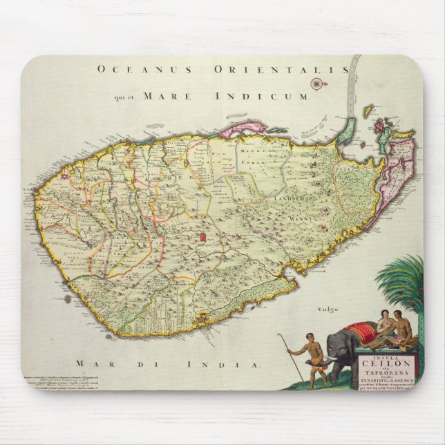 Karte von Ceylon entsprechend Nicolas Visscher Mousepad (Vorne)