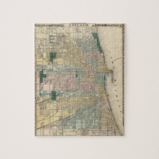 Karte von Chicago City Puzzle (Vertikal)