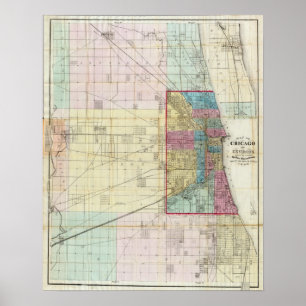 Karte von Chicago Poster