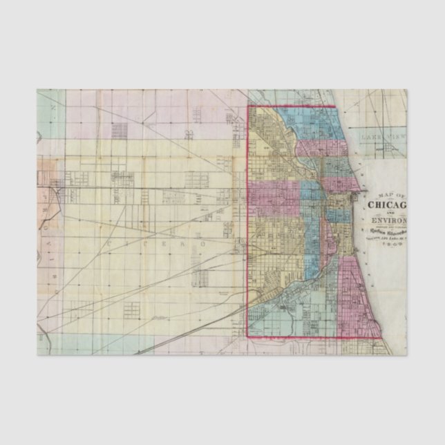 Karte von Chicago Seidenpapier (Vorderseite)