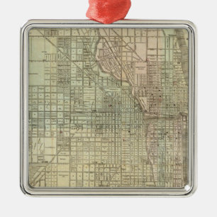 Karte von Chicago Silbernes Ornament