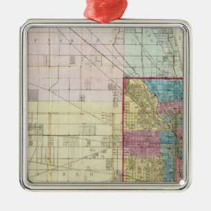 Karte von Chicago Silbernes Ornament