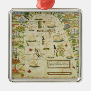 Karte von Chinameer, Faksimile von Ornament Aus Metall