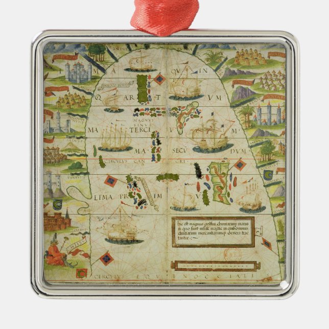 Karte von Chinameer, Faksimile von Ornament Aus Metall (Vorne)