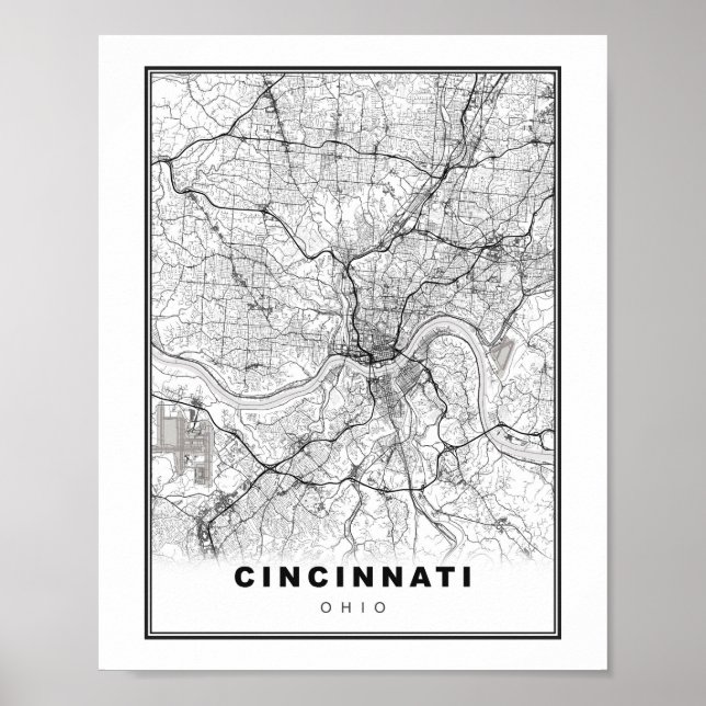 Karte von Cincinnati Poster (Vorne)