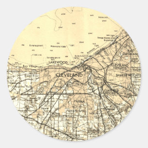 Karte von Cleveland Ohio im Vintage-Stil Runder Aufkleber