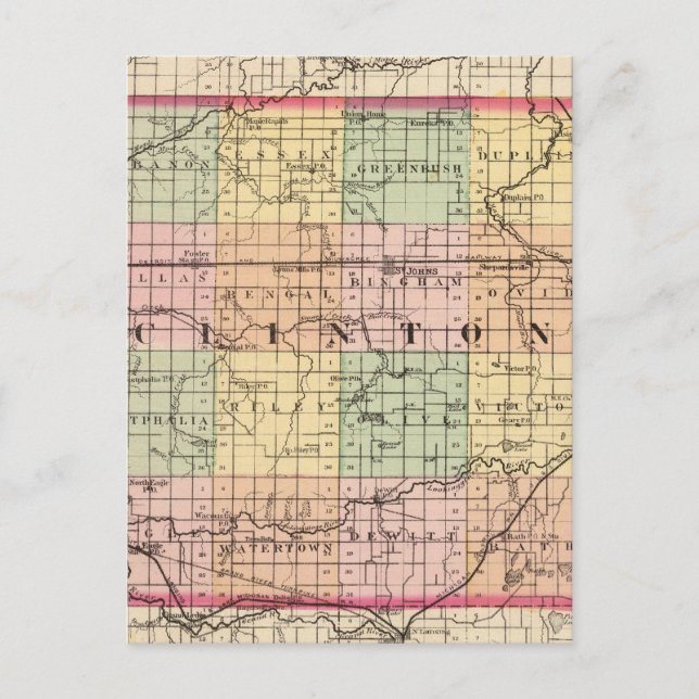 Karte von Clinton Landkreis, Michigan (Vorderseite)