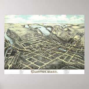 Karte von Clinton, Massachusetts ab 1876 Poster
