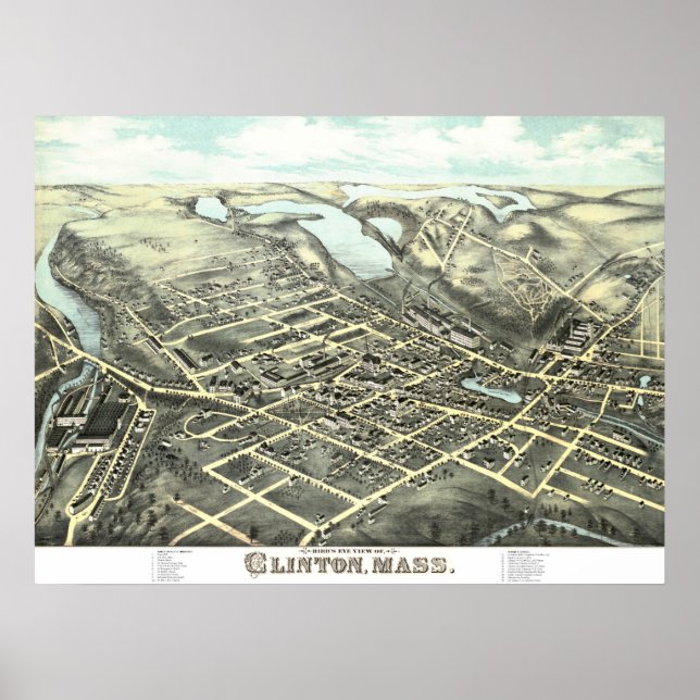 Karte von Clinton, Massachusetts von 1876 Poster (Vorne)