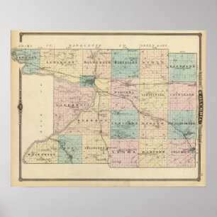 Karte von Columbia County, Staat von Wisconsin Poster