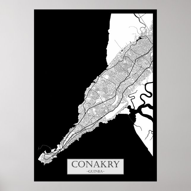 Karte von Conakry Guinea Poster (Vorne)