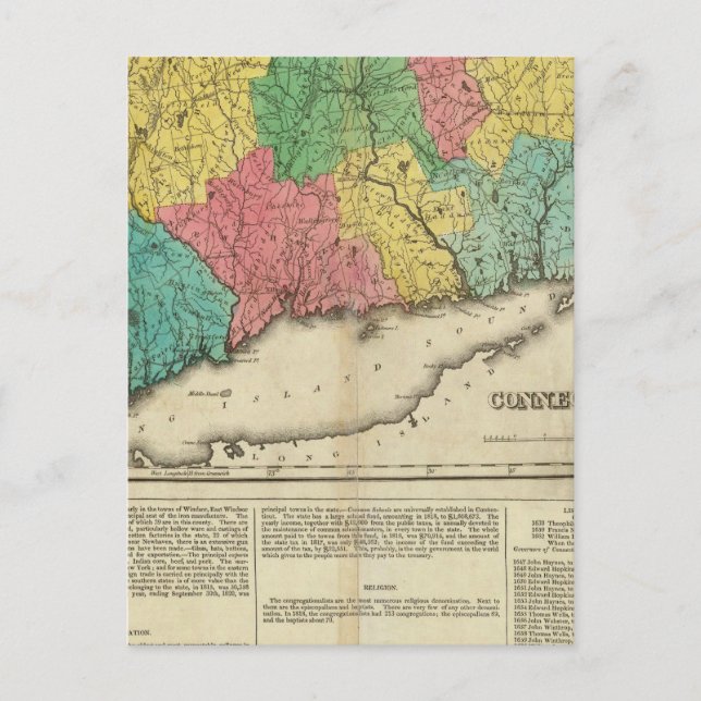 Karte von Connecticut (Vorderseite)