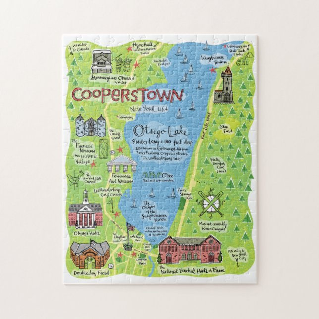 Karte von Cooperstown, Jigsaw Puzzle (Vertikal)