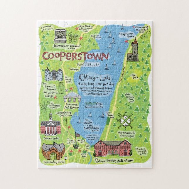 Karte von Cooperstown, New York, Puzzle (Vertikal)