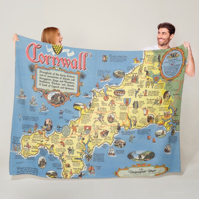 Karte von Cornwall, England Fleecedecke (Beispiel)