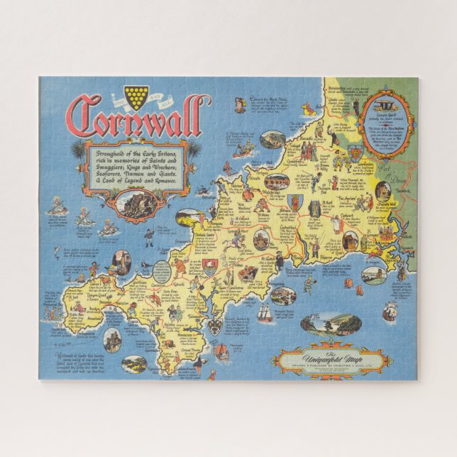 Karte von Cornwall, England Puzzle (Horizontal)