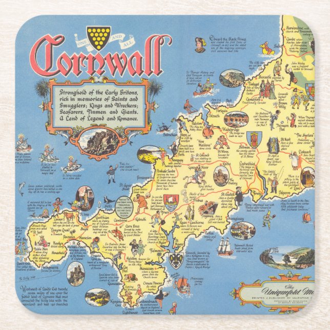Karte von Cornwall, England Rechteckiger Pappuntersetzer (Vorderseite)