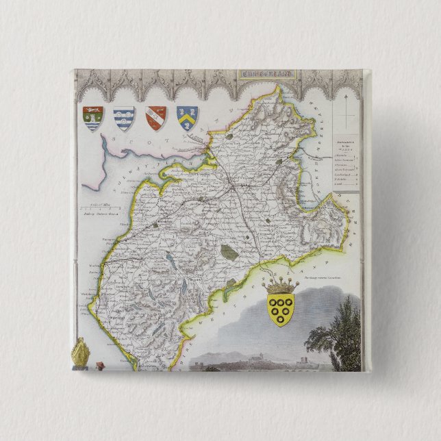 Karte von Cumberland, von 'Moules Englisch Button (Vorderseite)