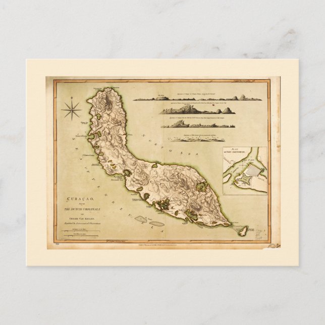 Karte von Curaçao, Kleinere Antillen (1794) (Vorderseite)