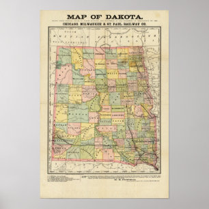Karte von Dakota Poster